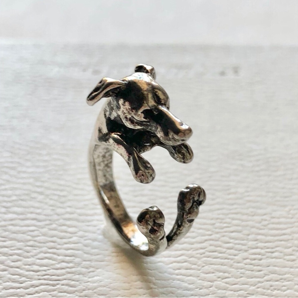 🐾♥️New Silver-Tone Greyhound Style Open Adjustable Dog  Ring🐾♥️